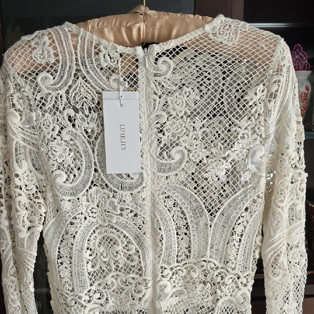 NWT $800 LURELLY Elegant Cream Lace Wedding Dress Brand New Tags Attached